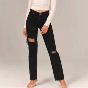 Abercrombie and Fitch The 90s Straight Low Rise Black Jeans